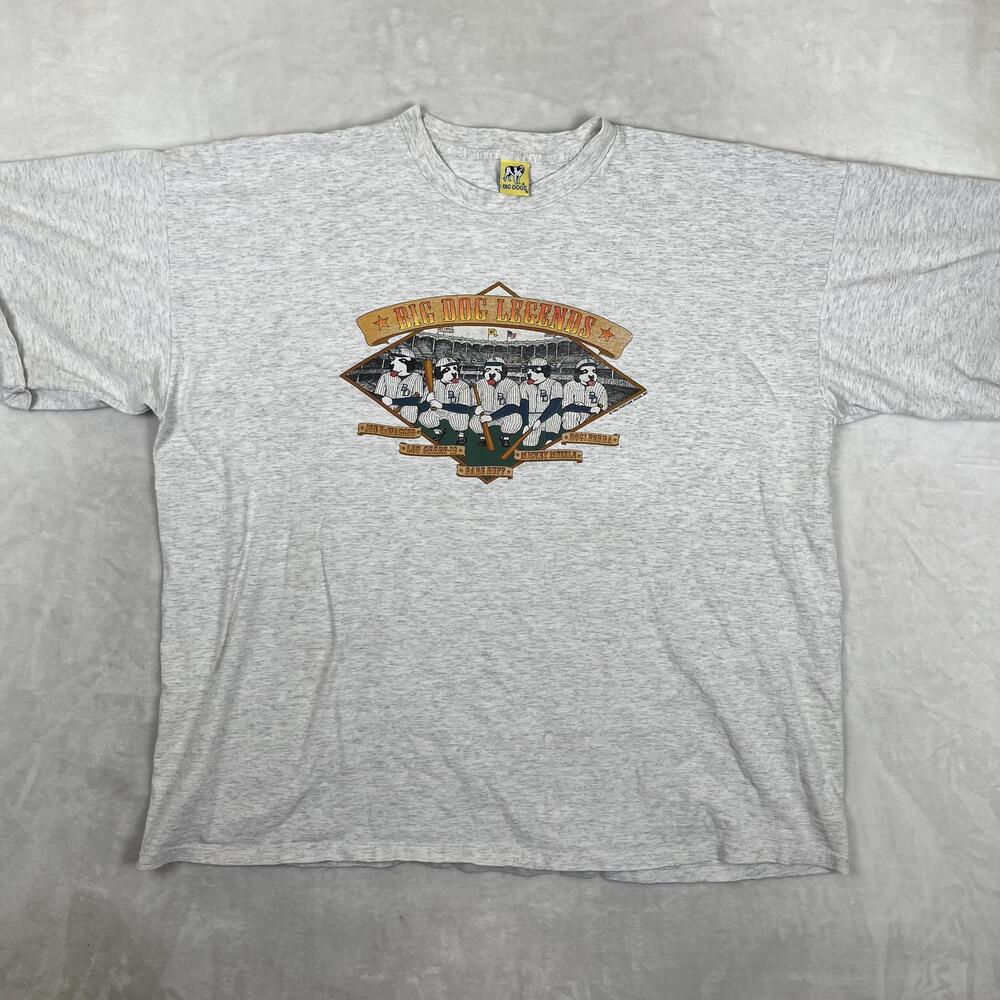 Vintage Big Dogs T-Shirt Mens Big 4X Gray Big Dog Legends Baseball USA 1994